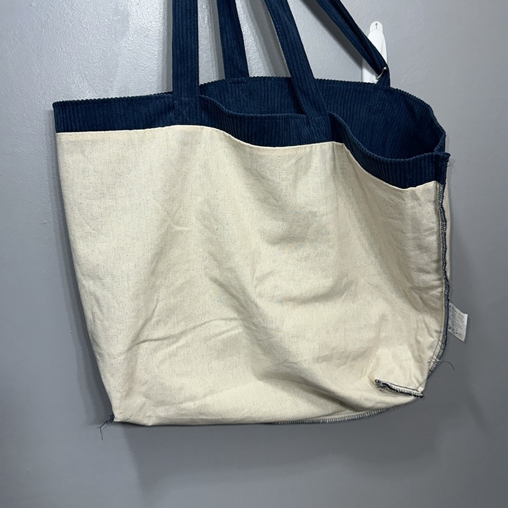 S A L E SÉZANE | Designer Large Size Beautiful Blue Corduroy Lined Tote Bag NWT - Picture 11 of 17
